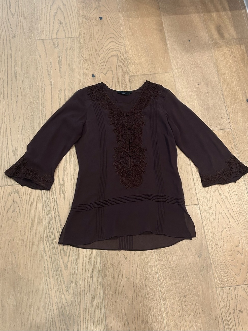 BCBGMaxAzria Chocolate Color Tunic Top